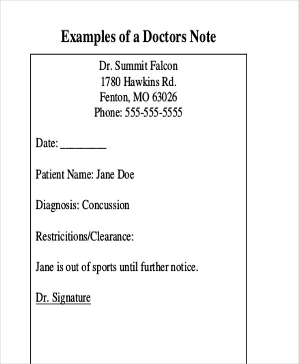 sample doctors note for sports