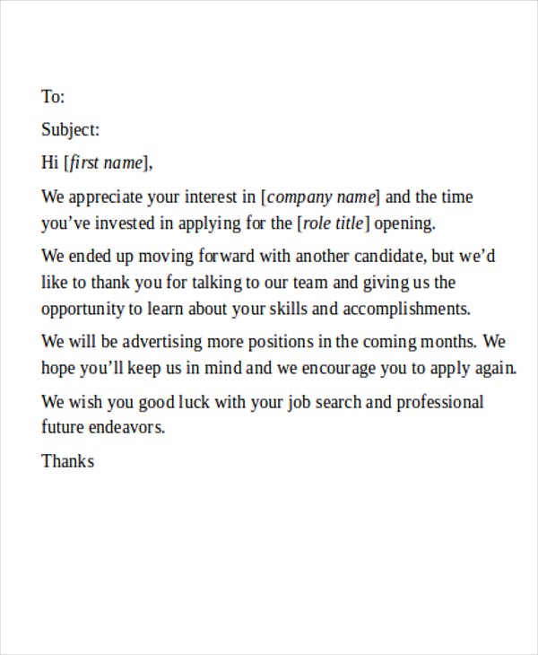 sample email job