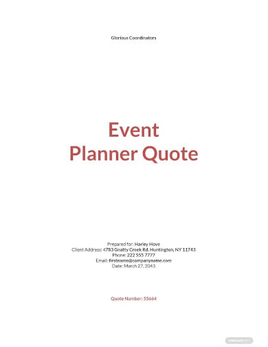 sample event planner quotation template