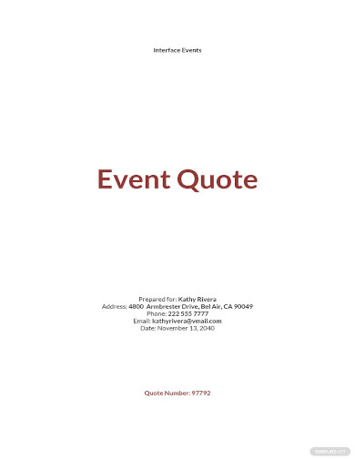 sample event quotation template