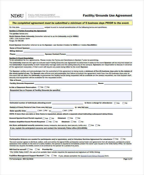 sample facility agreement