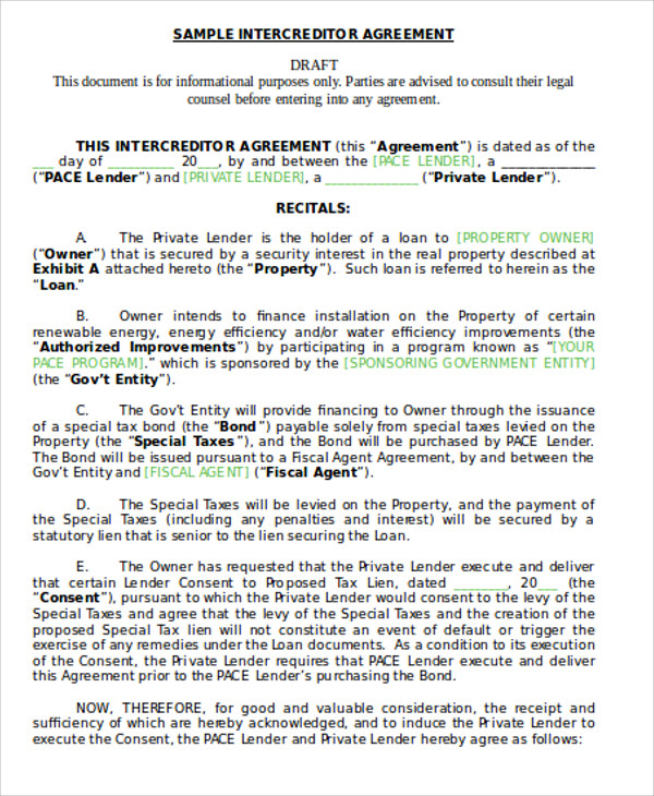 6+ Intercreditor Agreement Templates Free Samples, Examples Format Download
