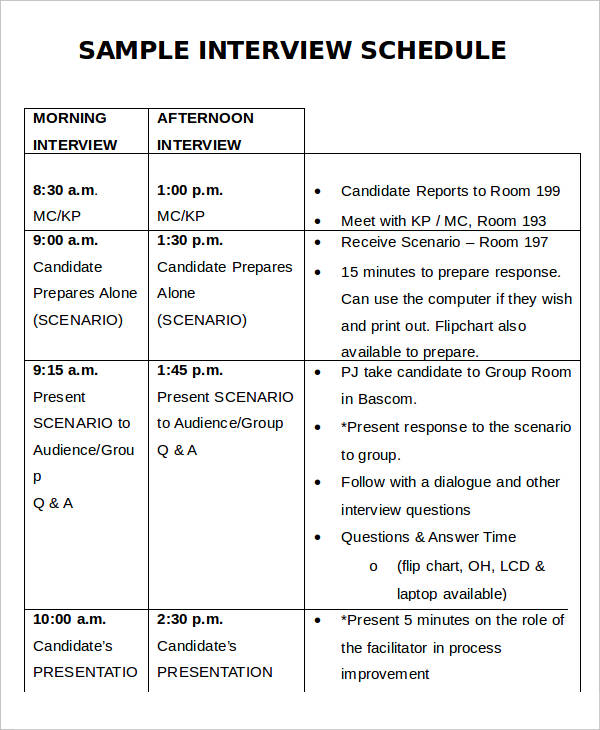 57+ Sample Schedules