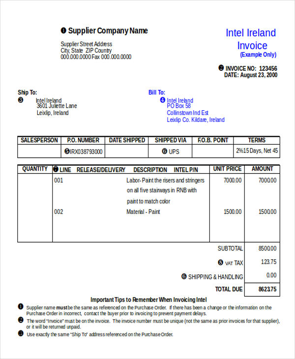 sample invoice