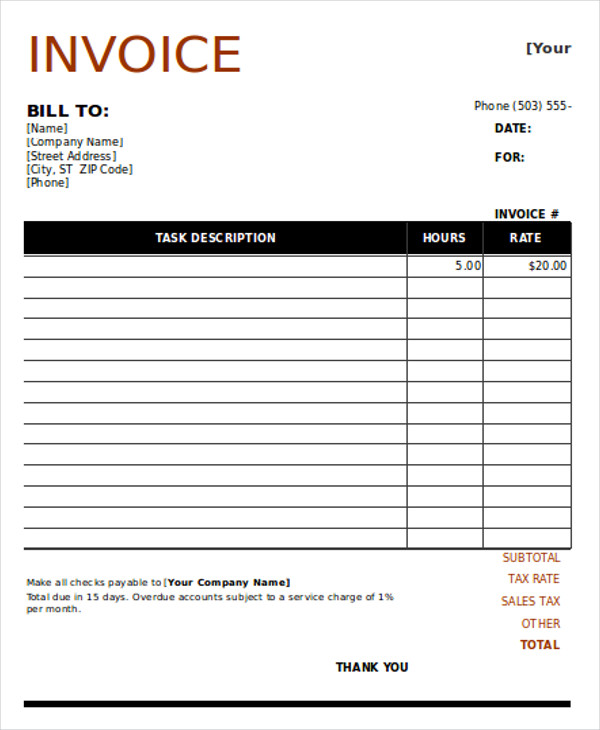 10+ Carpenter Invoice Templates Free Sample, Example Format Download