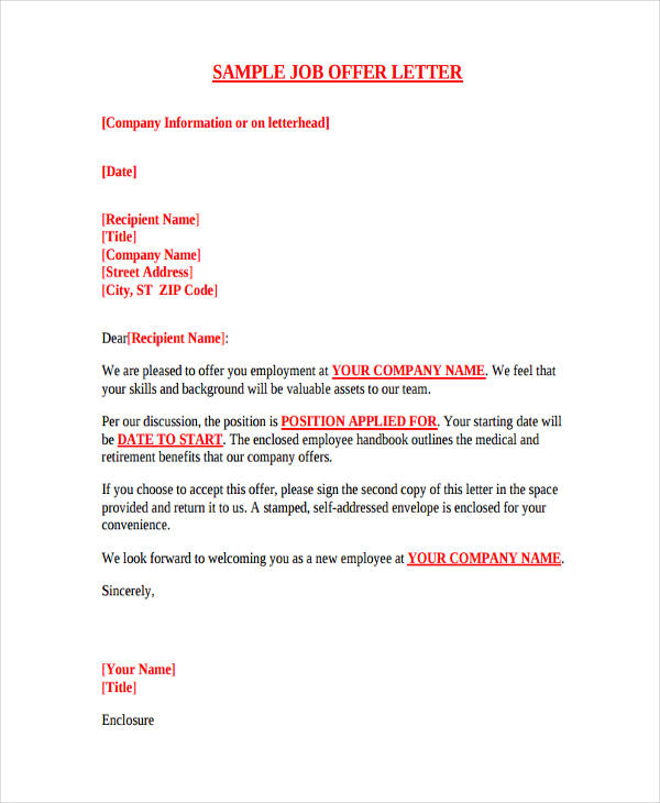 Offer letter