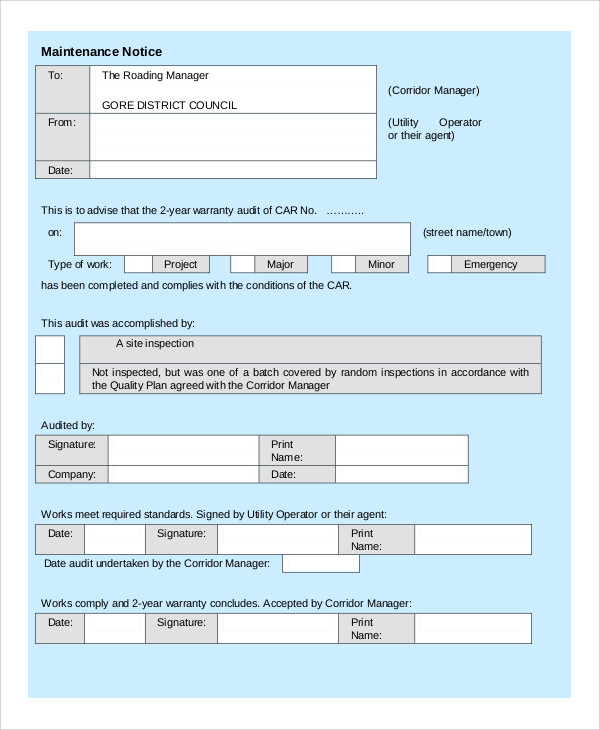 Maintenance Notice Templates - 8+ Free Word, PDF Format Download | Free ...