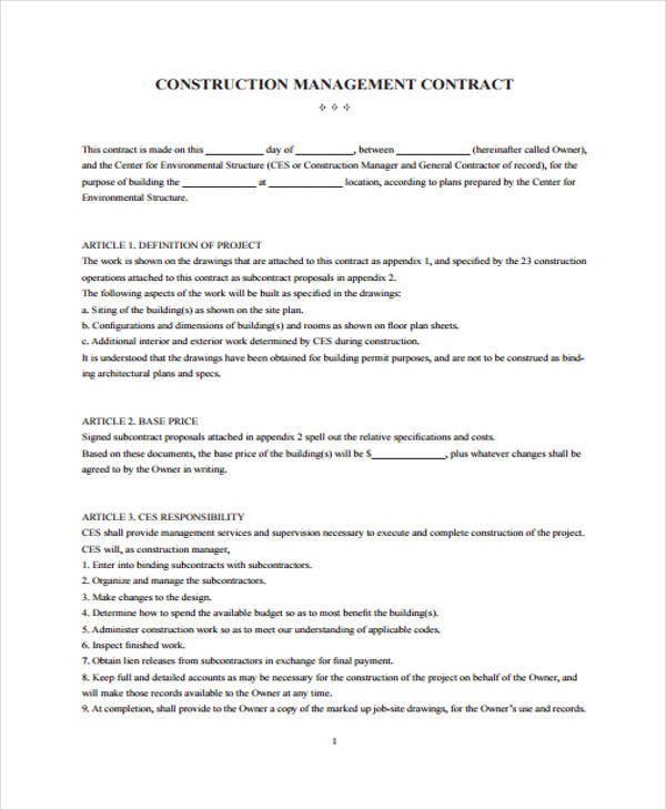 sample management contract