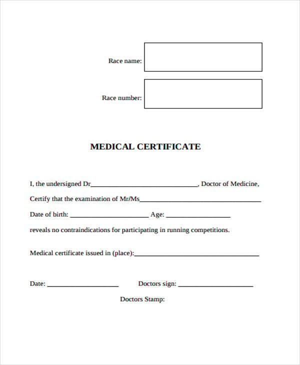 sample medical certificate