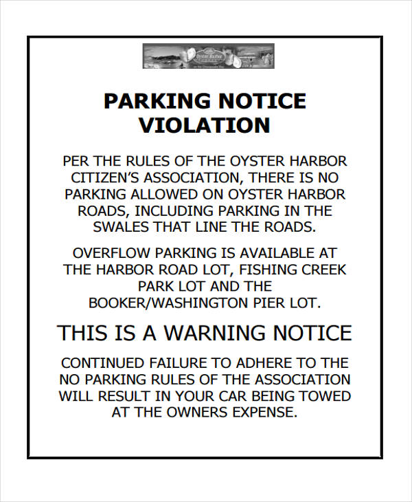 Parking Violation Notice Template