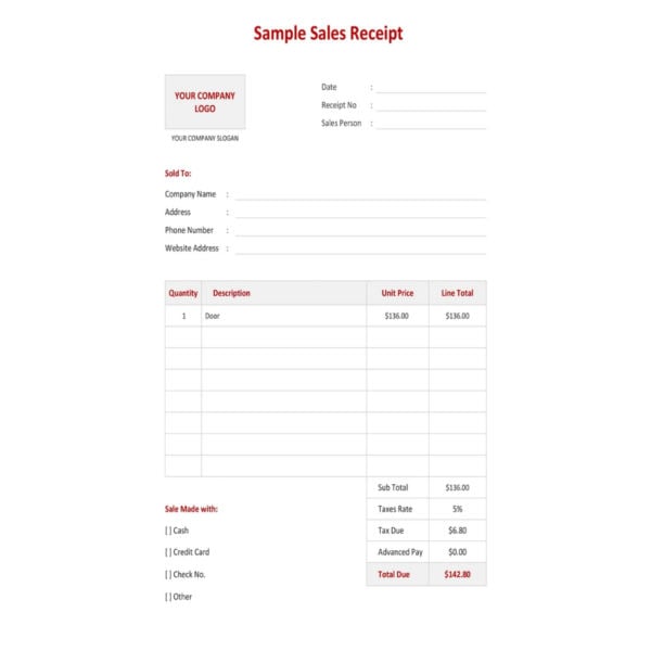 sample sales receipt template1