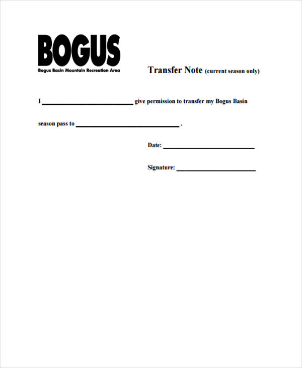 8+ Transfer Note Templates Free Samples, Examples Format Download