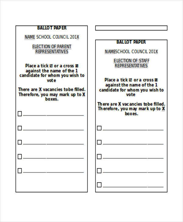 school ballot paper