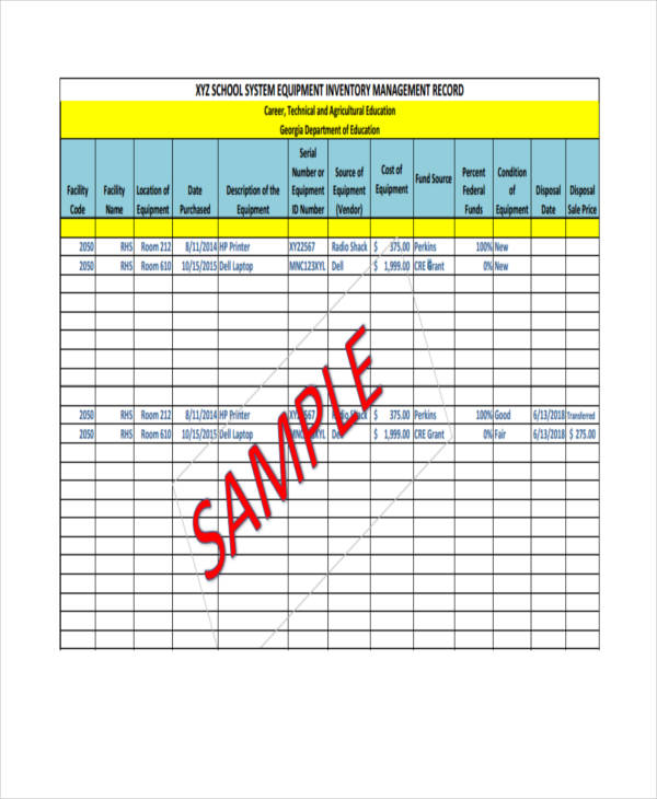 7+ School Inventory Templates Sample, Example
