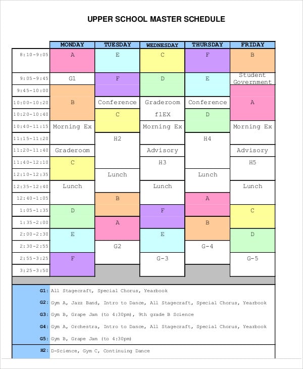 school master schedule