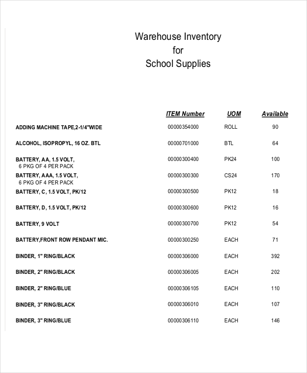 8+ School Inventory Templates Word, PDF