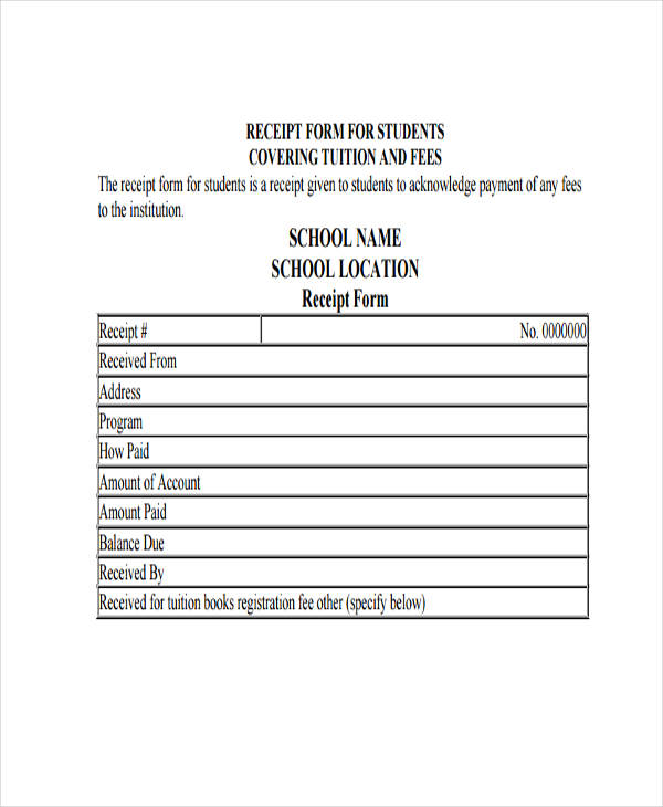 14  School Receipt Templates Free Sample Example Format Download