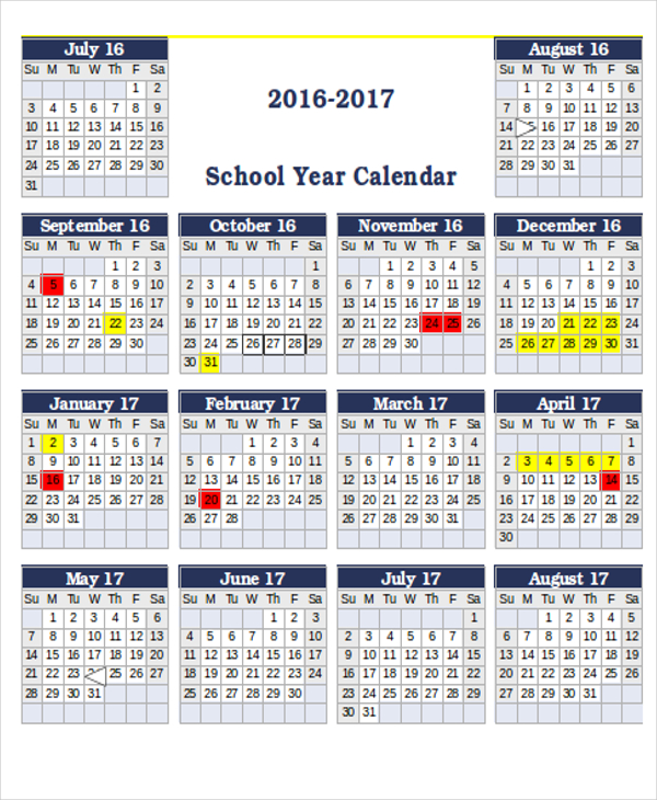 School Year Calendar Template Images And Photos Finder