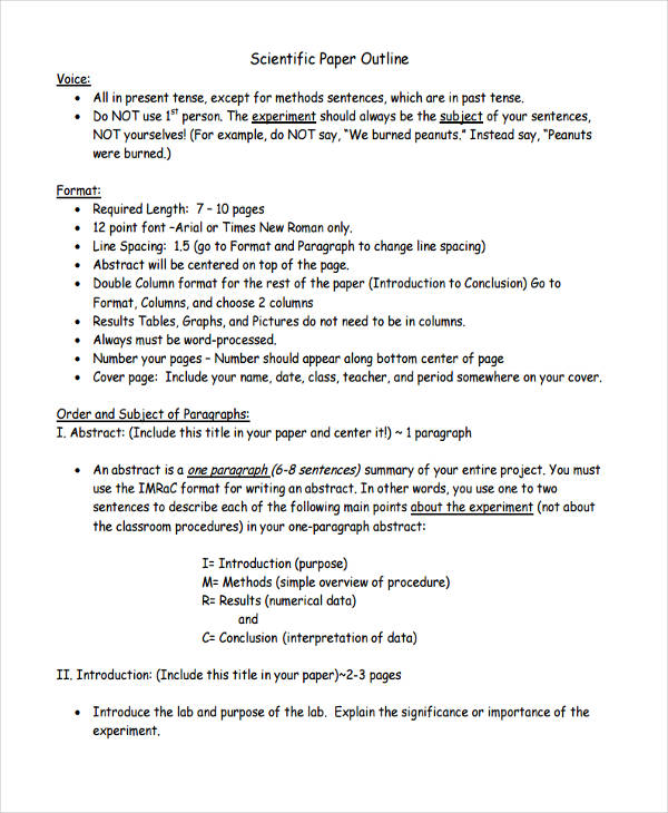 scientific paper outline