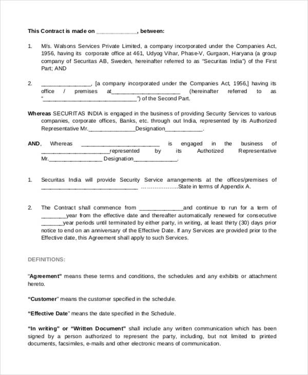 security company contract template