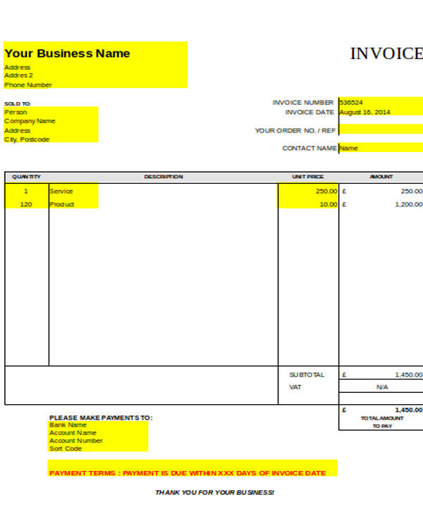 10 carpenter invoice templates free sample example format download