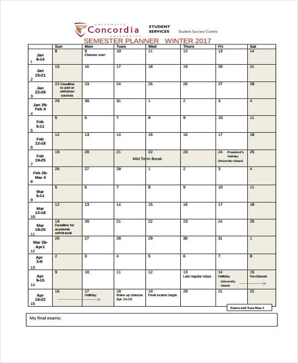 Semester Planning Template from images.template.net