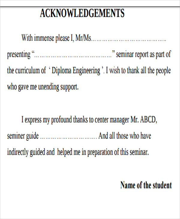 how to write acknowledgement for school assignment