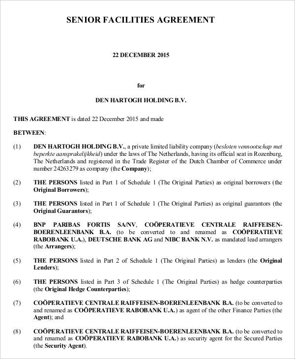 9+ Facility Agreement Templates Free Sample, Example Format Download