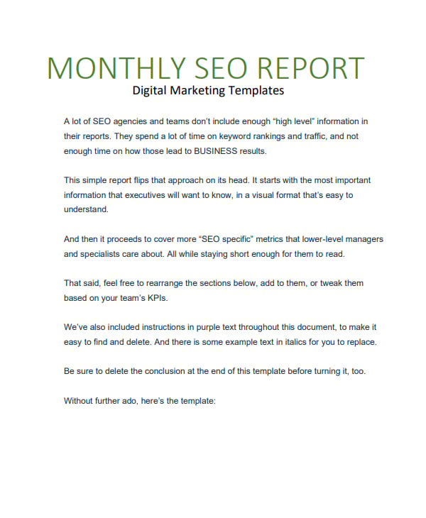 seo marketing report