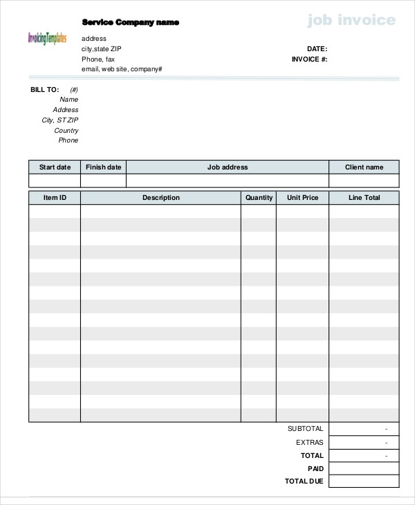 work invoice template