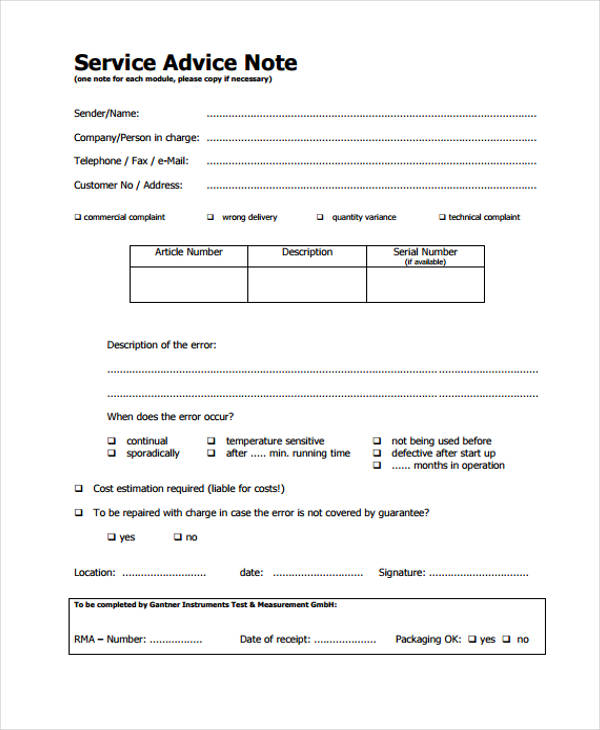 9+ Advice Note Templates Free Sample, Example Format Download