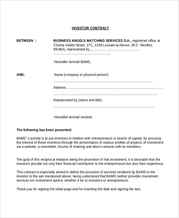 16 Investment Contract Templates Ms Word Google Docs Pages Pdf Free Premium Templates