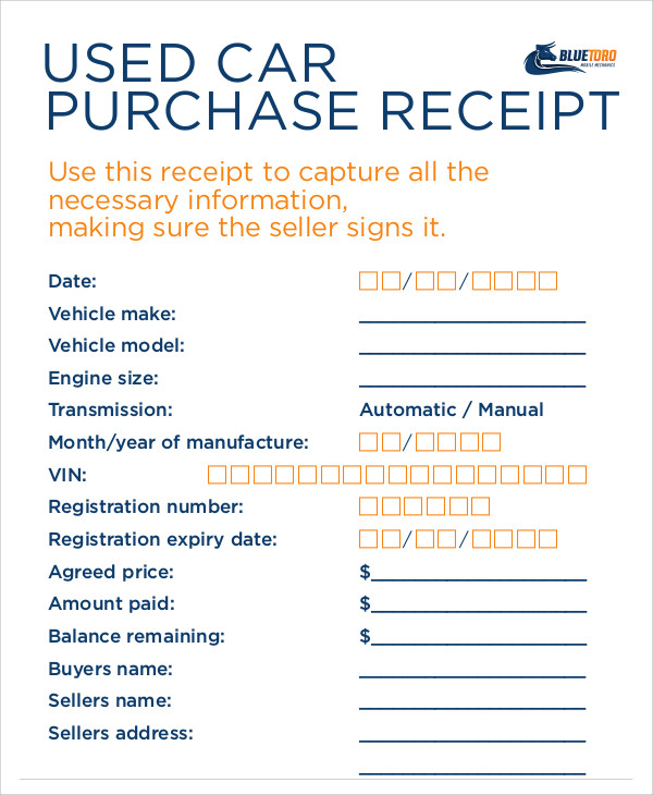 8 purchase receipt templates free premium templates