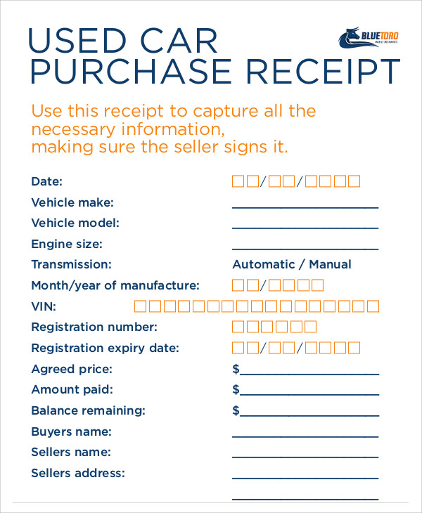 Purchase Receipt Template