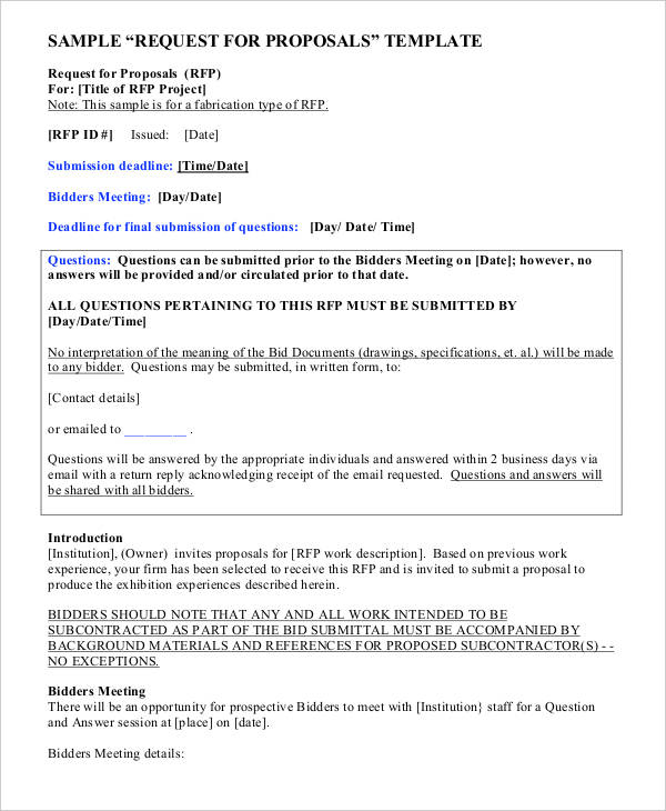 14+ Request For Proposal Templates - Free Sample, Example Format Download