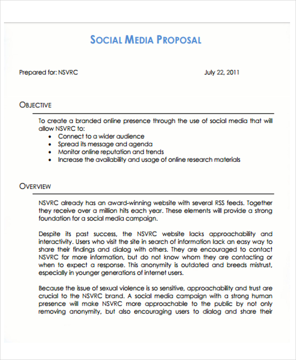 13+ Social Media Proposal Templates -Free Word, PDF Format Download