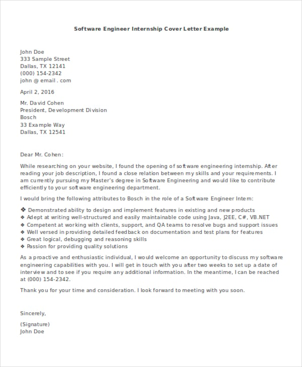 9+ FREE Software Developer Cover Letter Templates - Free ...