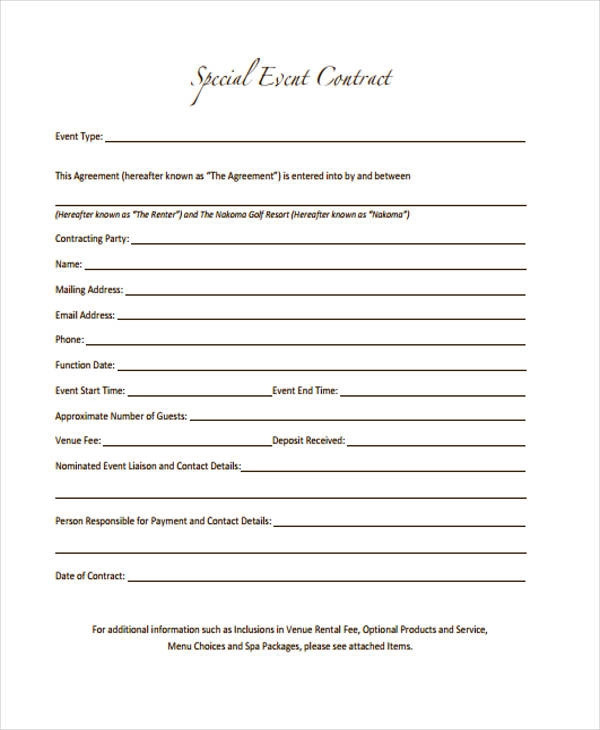 18  Event Contract Templates in MS Word Pages Google Docs PDF