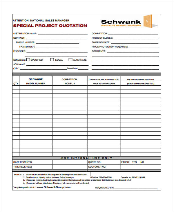 special project quotation
