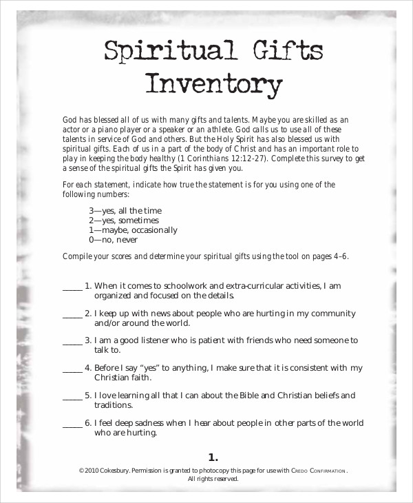 Spiritual Gifts Inventory Worksheet Gift Ftempo