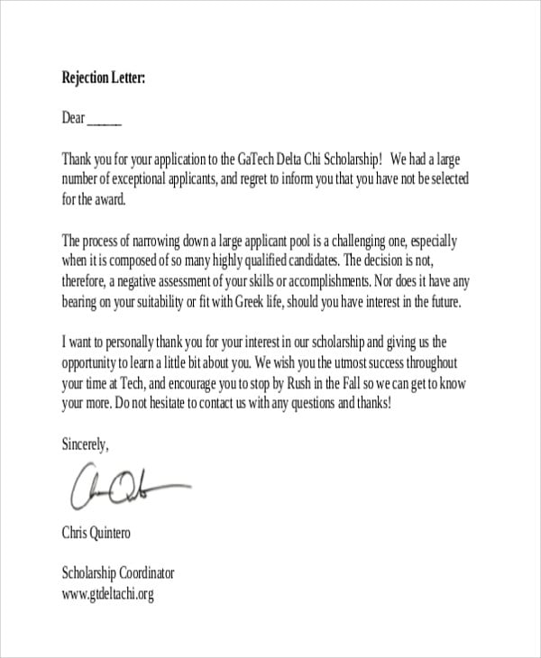 Rejection Thank-You Letter - 9+ Free Word, PDF format 