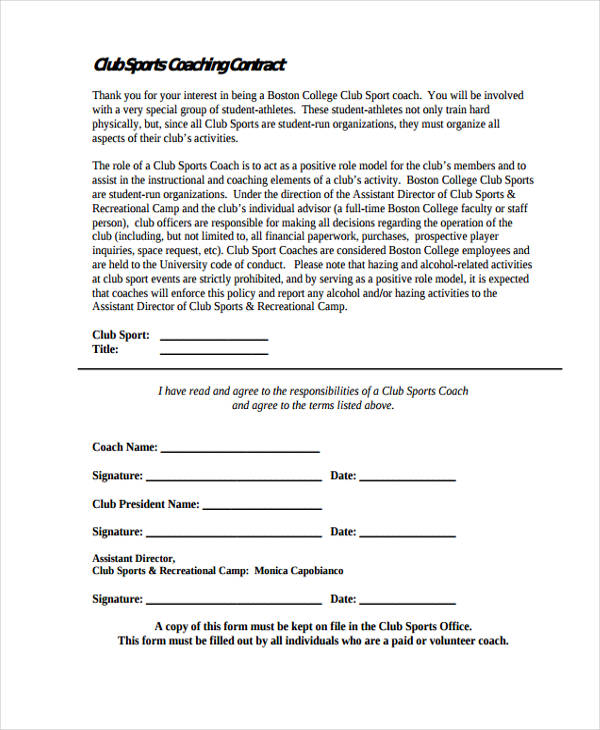 Sports Management Contract Template
