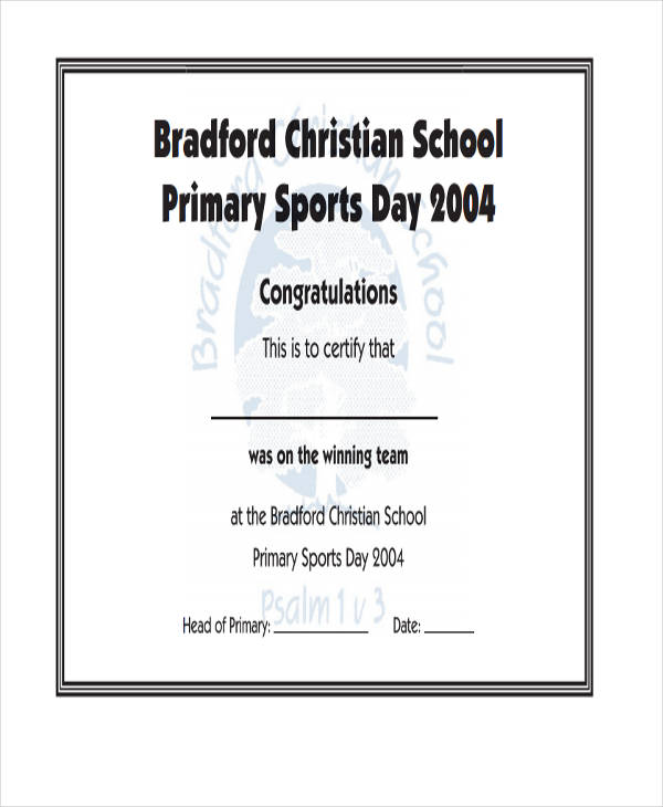 sports day certificate