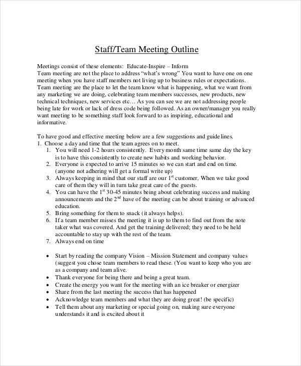 staff meeting outline