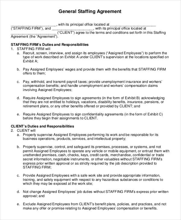 Staffing Agency Contract Template