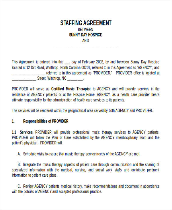 Nurse Staffing Contract Template