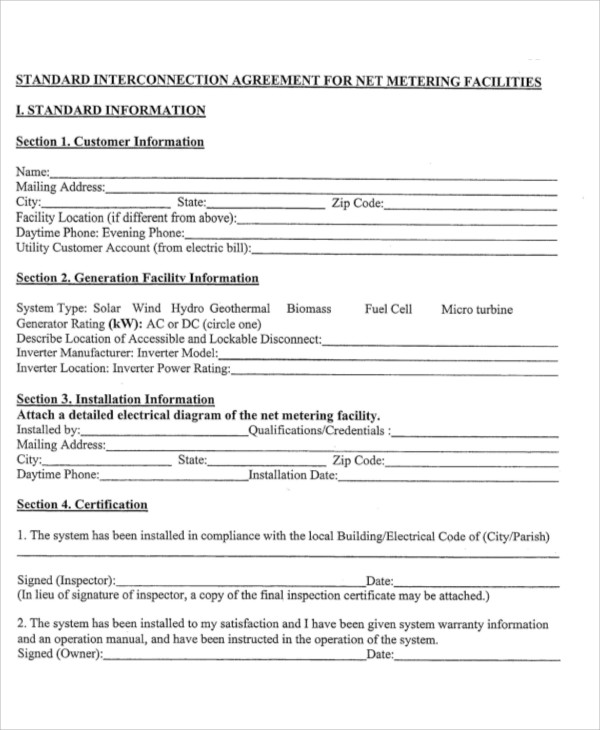 Interconnection Agreement Templates 12 Free Word, PDF Format Download