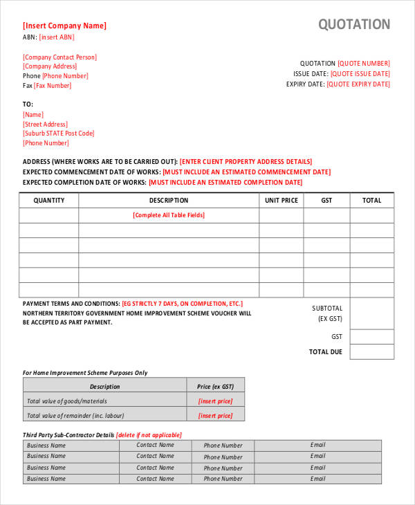 10+ Business Quotation Templates - PDF, DOC