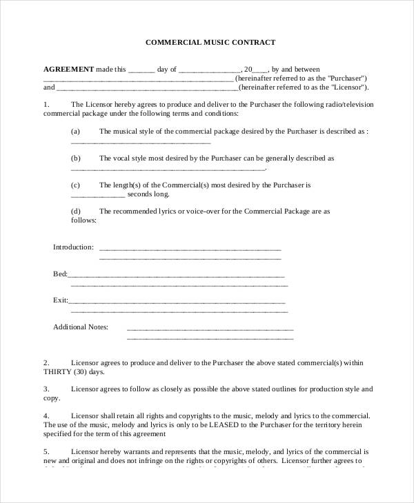 signing contract pdf Contract  Docs Word,  Format 19 Templates Music  Google