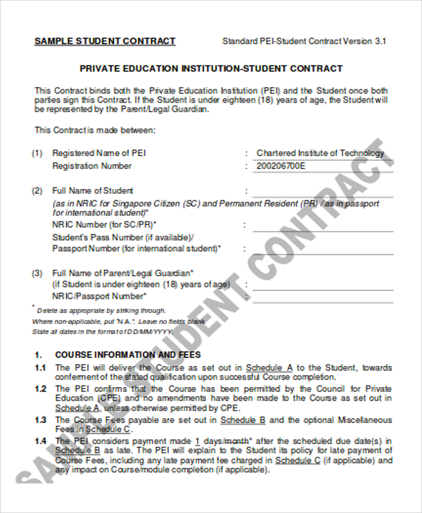 24+ Student Contract Templates Word, PDF